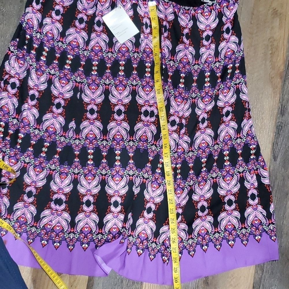 Bob Mackie nwt purple patterned pull on midi skirt - Picture 4 of 5